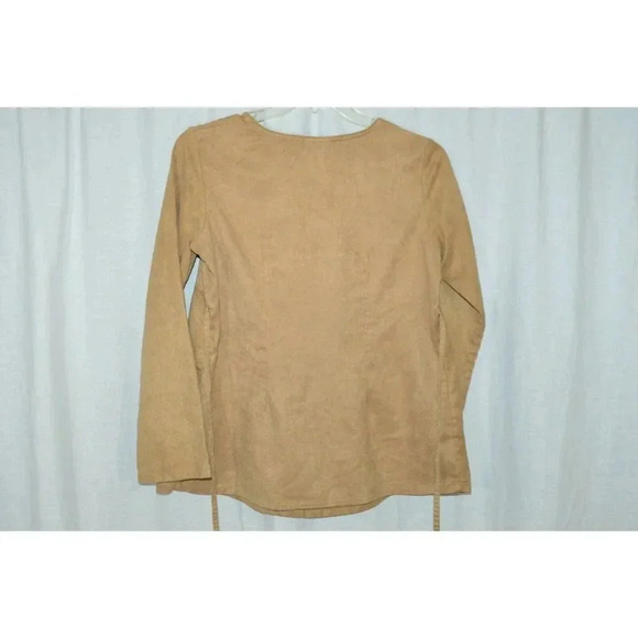 Baby and Me Tan Soft Polyester Tie Back Blouse M - Picture 5 of 6
